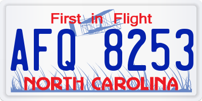 NC license plate AFQ8253