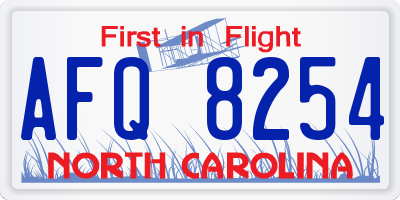 NC license plate AFQ8254