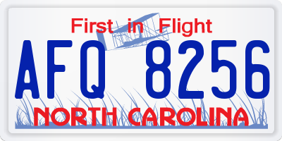 NC license plate AFQ8256