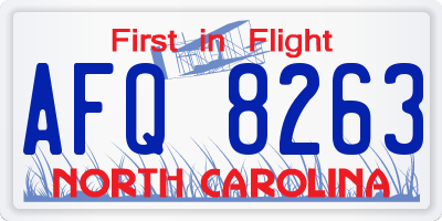 NC license plate AFQ8263