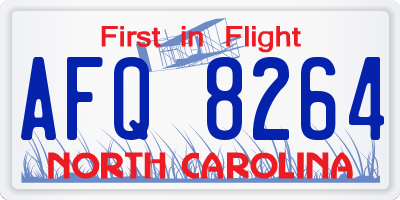 NC license plate AFQ8264