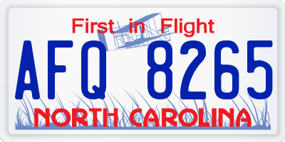 NC license plate AFQ8265