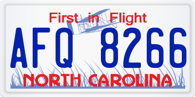 NC license plate AFQ8266