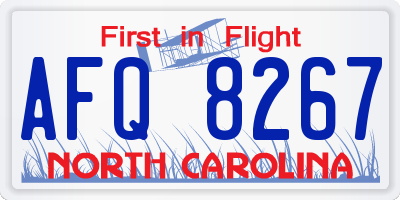 NC license plate AFQ8267