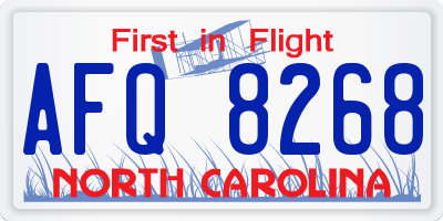 NC license plate AFQ8268