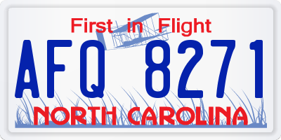 NC license plate AFQ8271