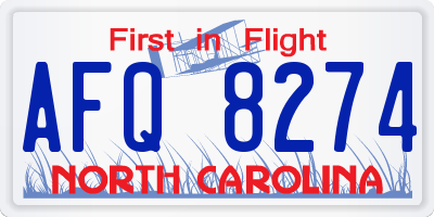 NC license plate AFQ8274