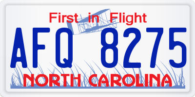 NC license plate AFQ8275
