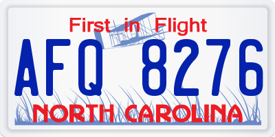 NC license plate AFQ8276