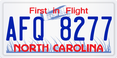 NC license plate AFQ8277