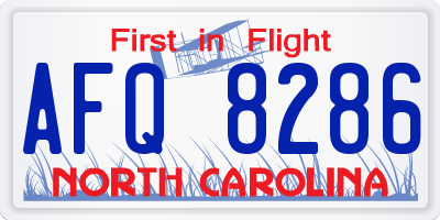 NC license plate AFQ8286