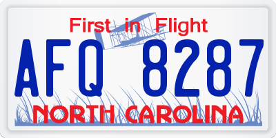 NC license plate AFQ8287