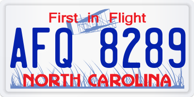 NC license plate AFQ8289