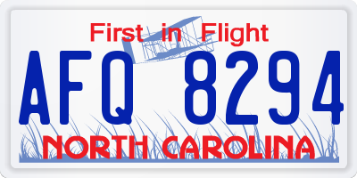 NC license plate AFQ8294