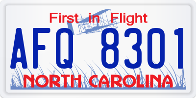 NC license plate AFQ8301