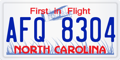 NC license plate AFQ8304