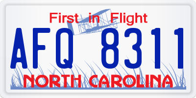 NC license plate AFQ8311