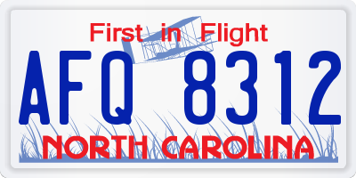 NC license plate AFQ8312