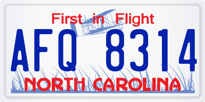 NC license plate AFQ8314