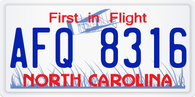 NC license plate AFQ8316