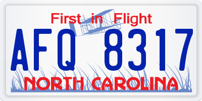 NC license plate AFQ8317