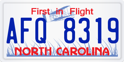 NC license plate AFQ8319