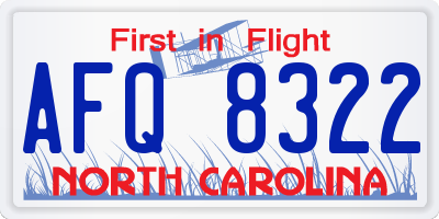 NC license plate AFQ8322