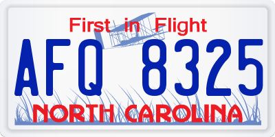 NC license plate AFQ8325