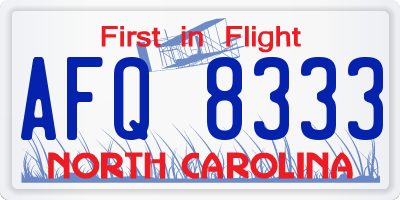 NC license plate AFQ8333