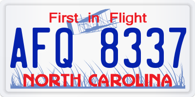 NC license plate AFQ8337