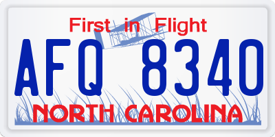 NC license plate AFQ8340