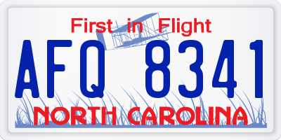 NC license plate AFQ8341