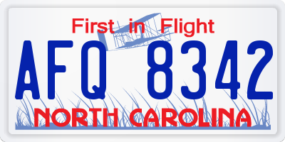 NC license plate AFQ8342