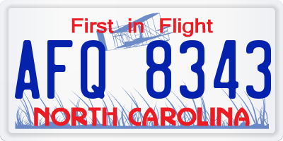 NC license plate AFQ8343