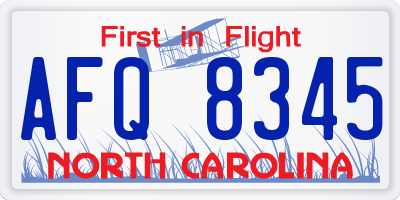 NC license plate AFQ8345