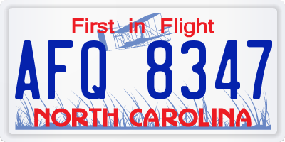 NC license plate AFQ8347
