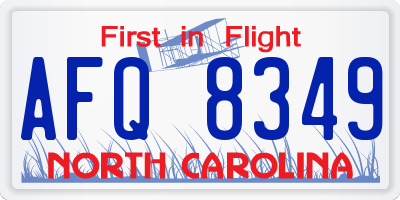NC license plate AFQ8349