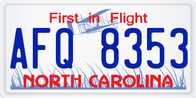 NC license plate AFQ8353