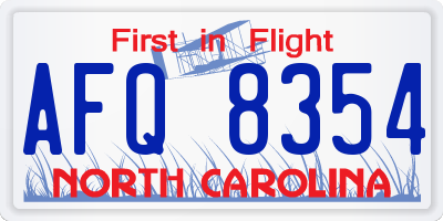 NC license plate AFQ8354