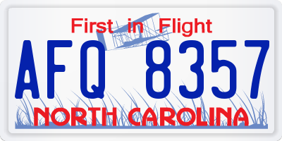 NC license plate AFQ8357