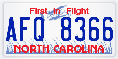 NC license plate AFQ8366