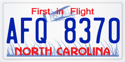 NC license plate AFQ8370