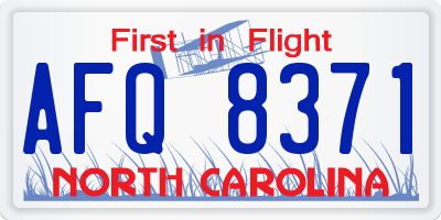 NC license plate AFQ8371