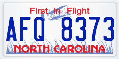 NC license plate AFQ8373