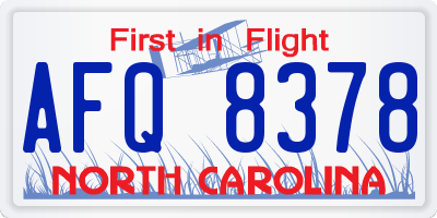 NC license plate AFQ8378