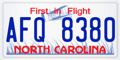 NC license plate AFQ8380
