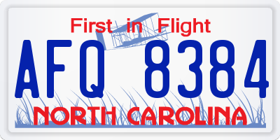 NC license plate AFQ8384