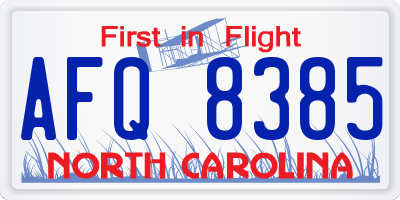 NC license plate AFQ8385