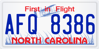 NC license plate AFQ8386