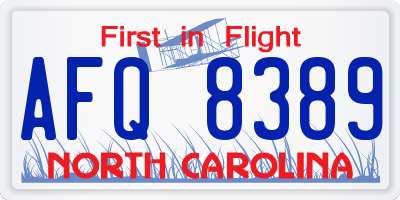 NC license plate AFQ8389